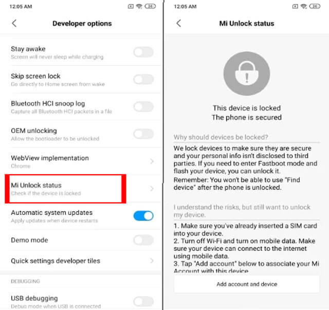 how to check bootloader status in xiaomi mobile