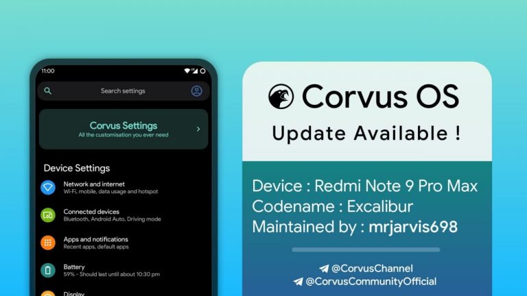 Corvus OS Redmi Note 9 Pro Max